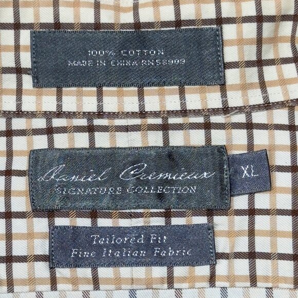 Daniel Cremieux Signatures Collection Men's Shirt Cotton Brown Plaid Size XL - Picture 4 of 5